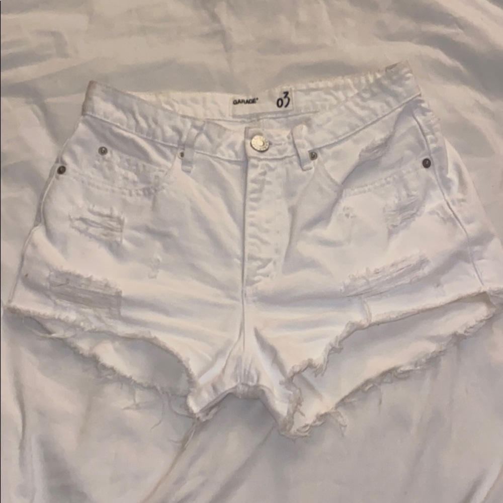 Garage white jean shorts